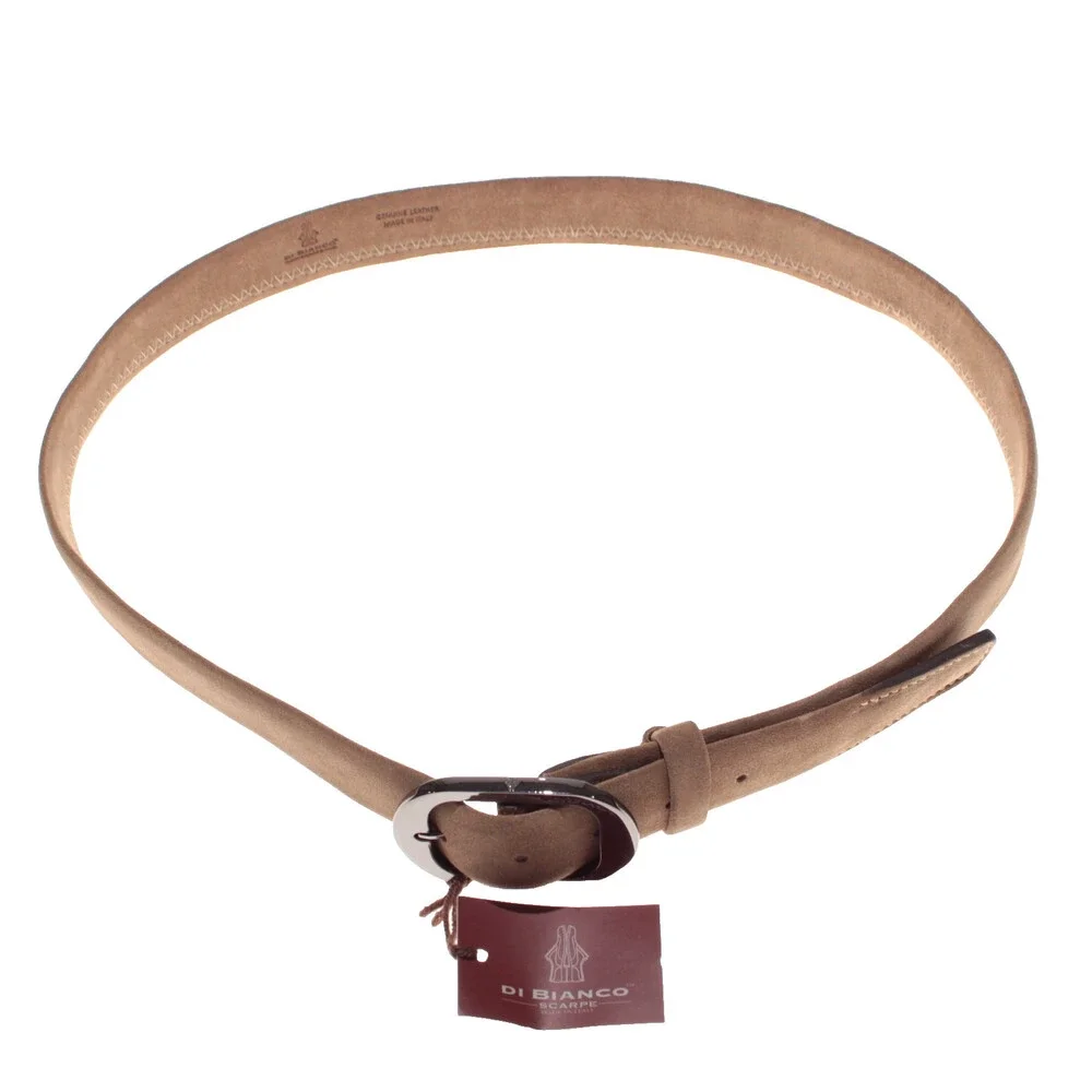 Di Bianco NWT Cut to Size Dress Belt In Solid Brown Suede Leather One Size